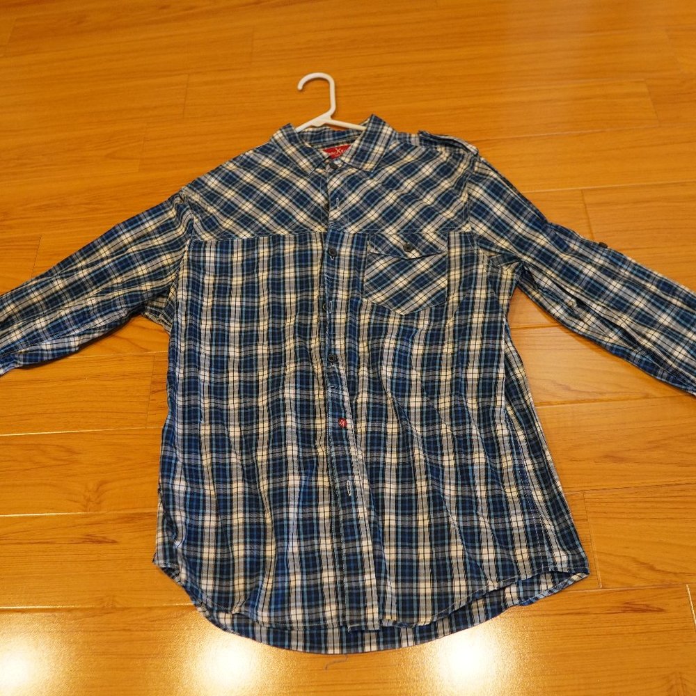 Marc Ecko Striped Blue Button Up - Large